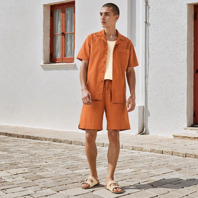 Lee Cooper Lee Cooper Linen Resort Shirt and Shorts Set