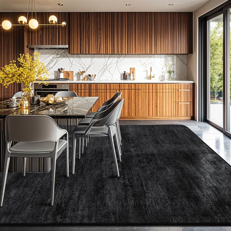 LIANLAM Washable Rug 5x7 Area Rugs for Living Room - Stain Resistant Non-Slip Backing Boho Rug for Bedroom,Durable & Ultra-Thin Vintage Large Area Rug(5x7,Black) - Image 3