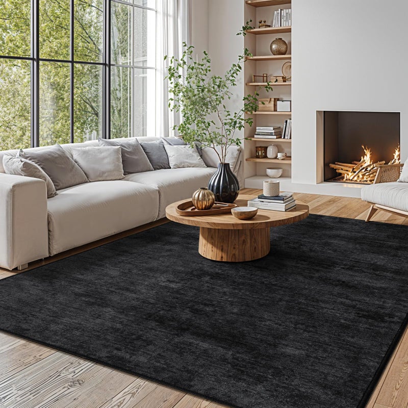 LIANLAM Washable Rug 5x7 Area Rugs for Living Room - Stain Resistant Non-Slip Backing Boho Rug for Bedroom,Durable & Ultra-Thin Vintage Large Area Rug(5x7,Black) - Image 4