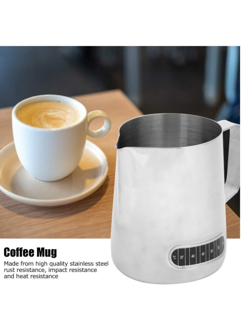 SOLARAE وعاء رغوة الحليب من الفولاذ المقاوم للصدأ، وعاء رغوة الحليب سعة 20 أونصة مع مقياس حرارة، وعاء بخار الحليب من الفولاذ المقاوم للصدأ لكوب بخار الحليب لفن اللاتيه - Image 4