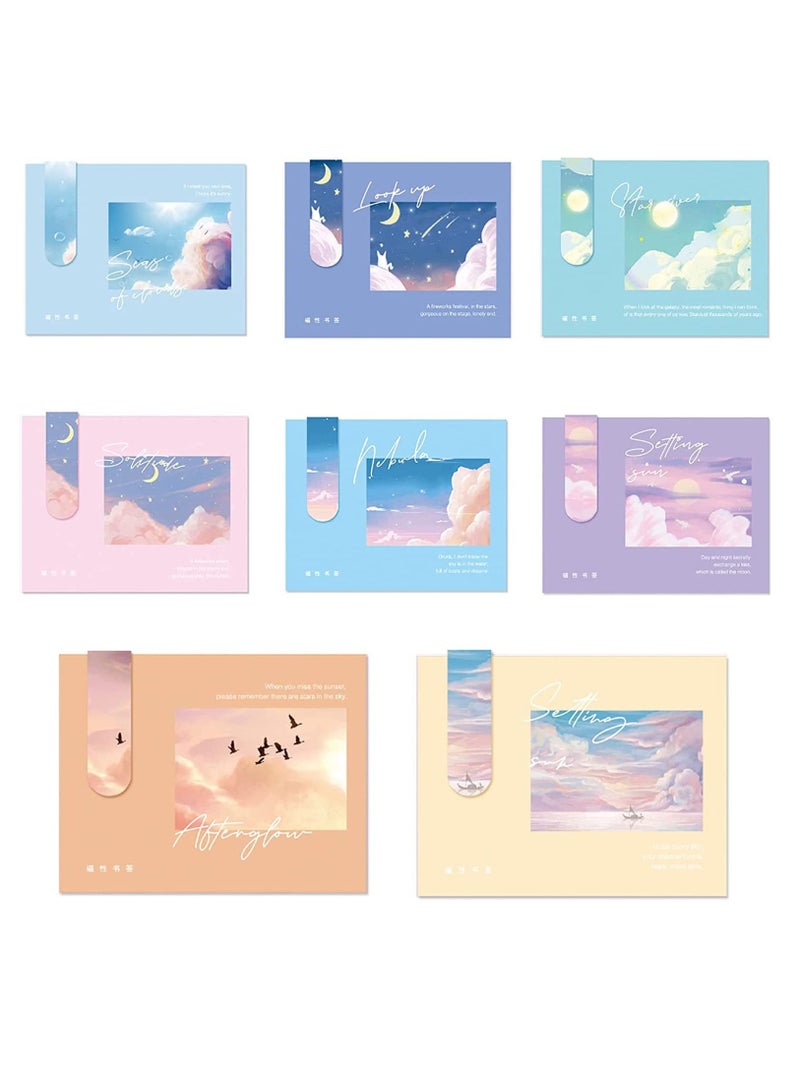 SYOSI 8 Pieces Magnet Magnetic Bookmarks, Backplane Included, Page Markers, Magnetic Page Clips Bookmark, Starry Sky Oil Painting, Personalized Bookmark, for Students Teachers, Office Supplies - Image 1
