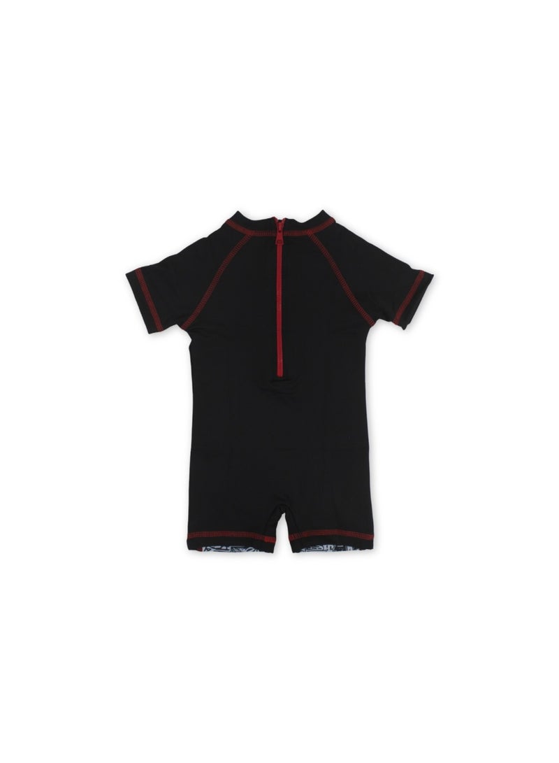 I.Wear Baby Boys Sunsuit One-Piece – Black with Marvel Print - Image 1