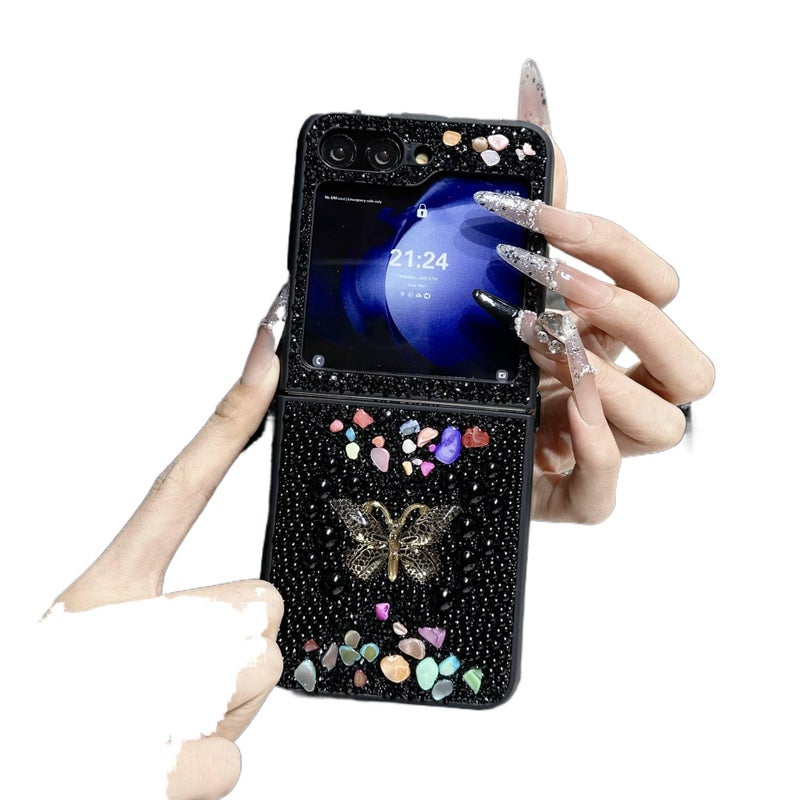 Protective Case | Pink | TPU | 3D Stone Rhinestone Butterfly Pattern | Soft Edge | Shockproof Cover for Samsung Galaxy Z Fold 6 - Image 5
