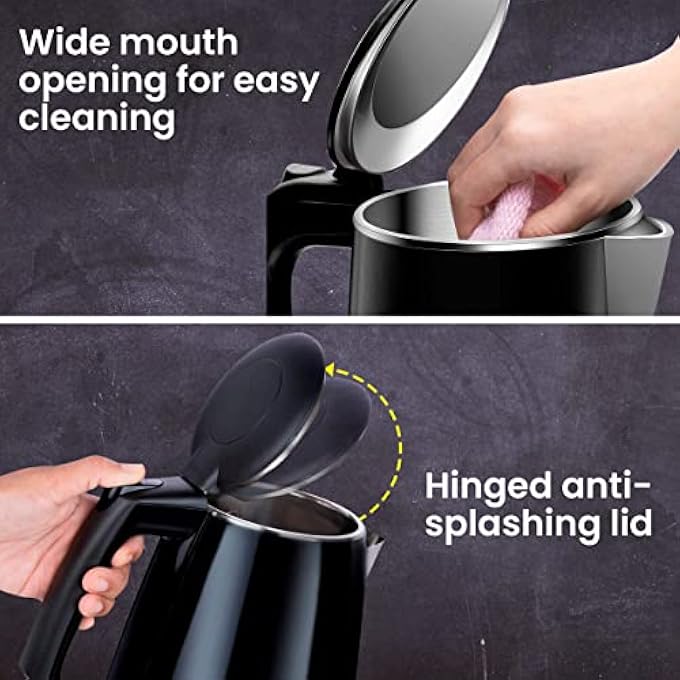 أغارو غلاية رويال مزدوجة الطبقات، سعة 15 لترًا، مزودة بطبقة مزدوجة، تحمي من الغليان الجاف، مصنوعة من الفولاذ المقاوم للصدأ الأسود، بقوة 1500 واط - Image 5