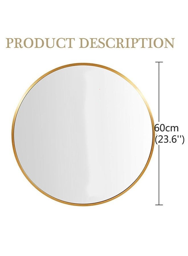 60CM Round Mirror, Circle Mirrors for Bathroom, Entryway and Living Room Wall Decor, Modern Hanging Vanity Mirror, Matte Gold Circle Decorative Wall Mirror (Round, LHJ-60*60) - Image 3