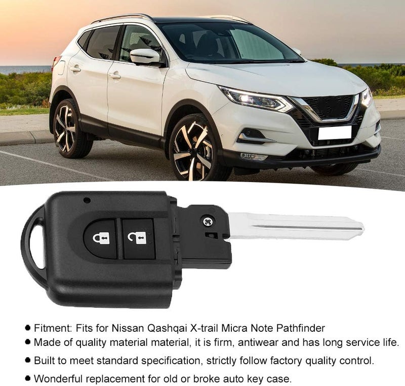 2 Buttons Remote Key Housing Case Cover Replacement, Fits for Qashqai X - Trail Micra Note Pathfinder, Durable Anti - Wear Key Case with Compact Design, Easy to Install Acce - Image 5