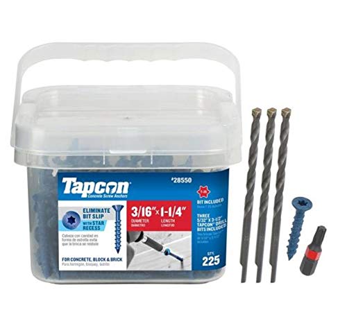 itw Tapcon 28550 3/16x1-1/4 Blue Star Drive Bugle Head Concrete Anchors 225/Box - Image 2