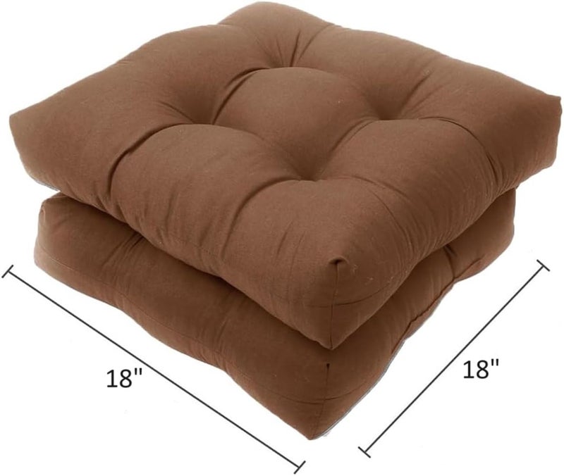 MILLIARD Set of 2 Outdoor Wicker Square Chair Sushions 18 x 18 Inch Tufted Chair Seat Cushion Garden Patio Furniture Cushions for AllWeather DinettesAntique Porch Swings Brown - Image 2