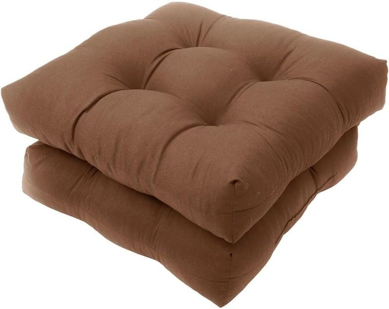 MILLIARD Set of 2 Outdoor Wicker Square Chair Sushions 18 x 18 Inch Tufted Chair Seat Cushion Garden Patio Furniture Cushions for AllWeather DinettesAntique Porch Swings Brown - Image 1