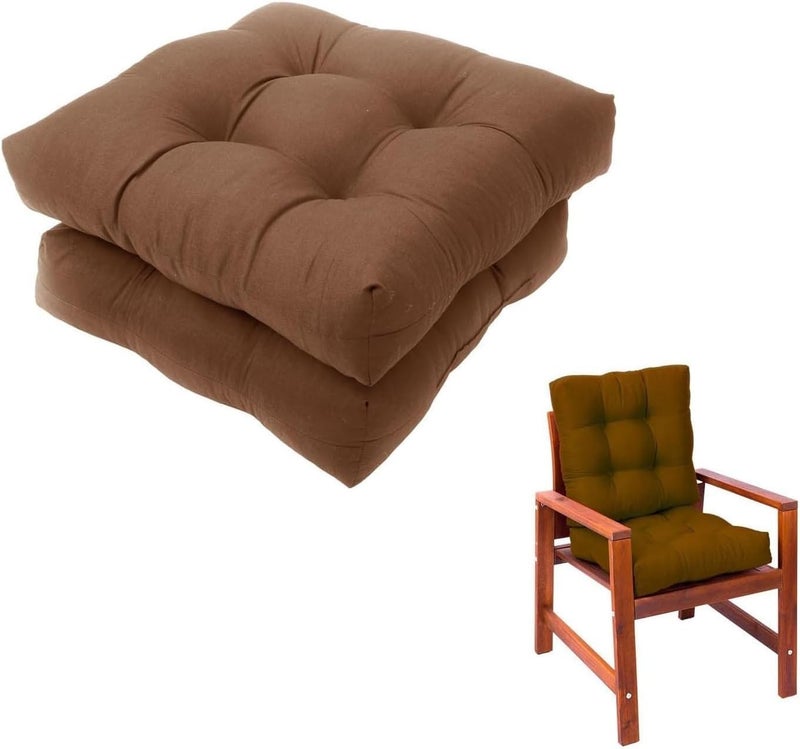 MILLIARD Set of 2 Outdoor Wicker Square Chair Sushions 18 x 18 Inch Tufted Chair Seat Cushion Garden Patio Furniture Cushions for AllWeather DinettesAntique Porch Swings Brown - Image 3