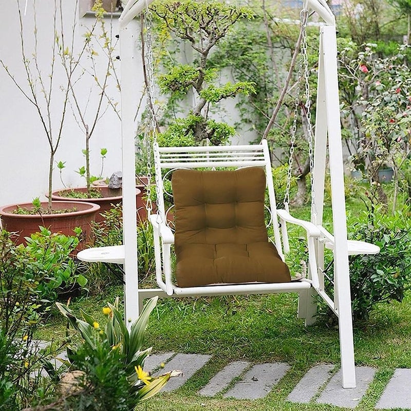 MILLIARD Set of 2 Outdoor Wicker Square Chair Sushions 18 x 18 Inch Tufted Chair Seat Cushion Garden Patio Furniture Cushions for AllWeather DinettesAntique Porch Swings Brown - Image 4