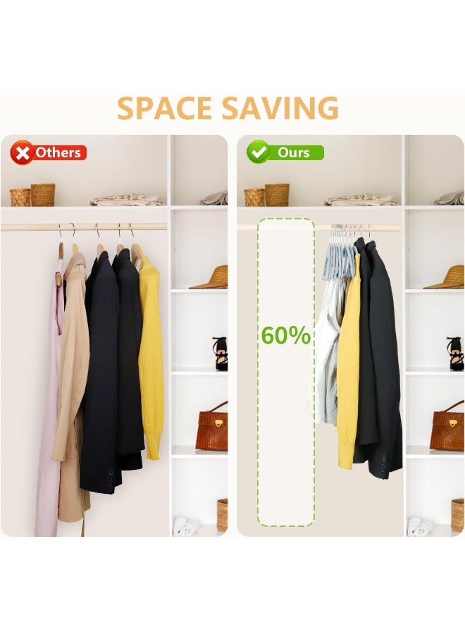 ManGotree شماعات مخملية مع ثقب متدرج، شماعات ملابس غير قابلة للانزلاق، شماعات مصنوعة من الفelt، شماعات موفرة للمساحة للسترات، السراويل، الفساتين، التنانير، والمعاطف (زرقاء، 10 قطع) - Image 5