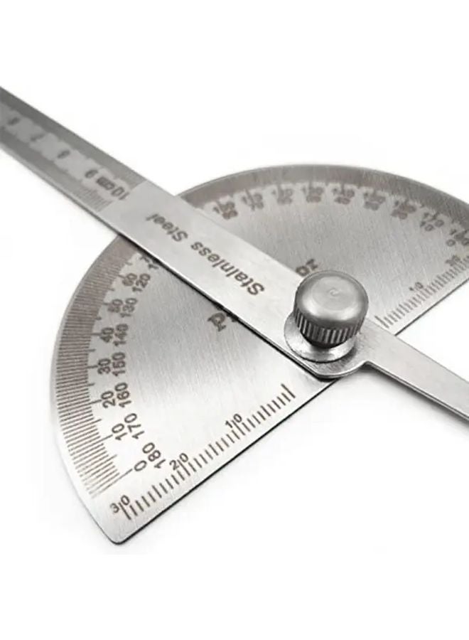 Stainless Steel Angle Protractor Ruler 0 180 Degrees Adjustable Arm Silvery - Image 3