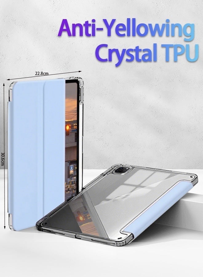 جراب لهاتف Huawei Matepad SE مقاس 11 بوصة مزود بفتحة للقلم، جراب واقٍ شفاف من البولي يوريثان الحراري ثلاثي الطي، جراب تابلت مزود بحامل ثلاثي الطي/ خاصية الاستيقاظ الذكي/ طبقة واقية مضادة للتوهج مجانية بقيمة 23 درهمًا إماراتيًا - أزرق - Image 4