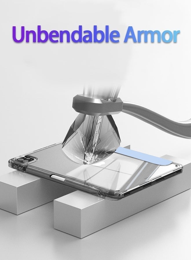 جراب لهاتف Huawei Matepad SE مقاس 11 بوصة مزود بفتحة للقلم، جراب واقٍ شفاف من البولي يوريثان الحراري ثلاثي الطي، جراب تابلت مزود بحامل ثلاثي الطي/ خاصية الاستيقاظ الذكي/ طبقة واقية مضادة للتوهج مجانية بقيمة 23 درهمًا إماراتيًا - أزرق - Image 5