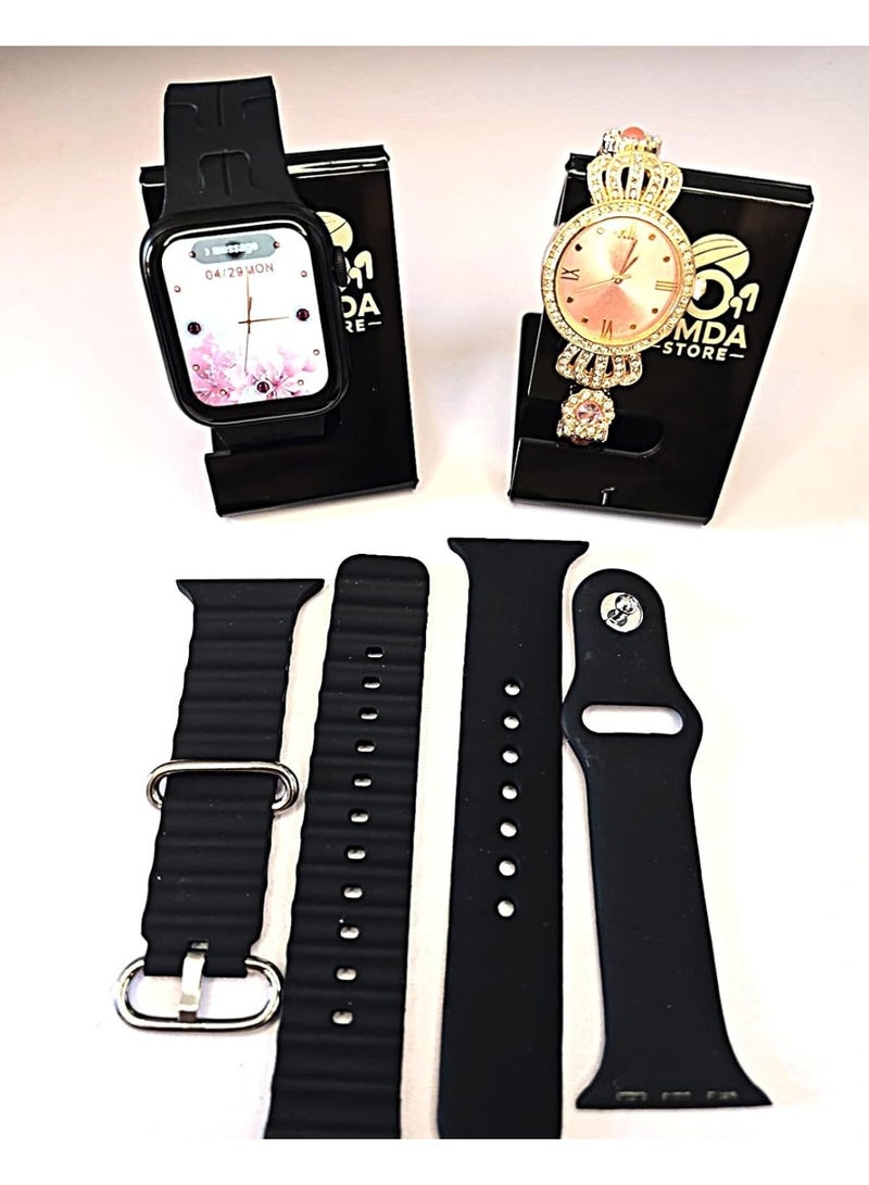 موديو ساعة موديو الذكية الصغيرة MW26 - شاشة مدمجة 36 مم، 3 أزواج من الأشرطة، قفل حزام متضمن، تتبع اللياقة البدنية، إشعارات ذكية، عمر بطارية طويل - Image 2