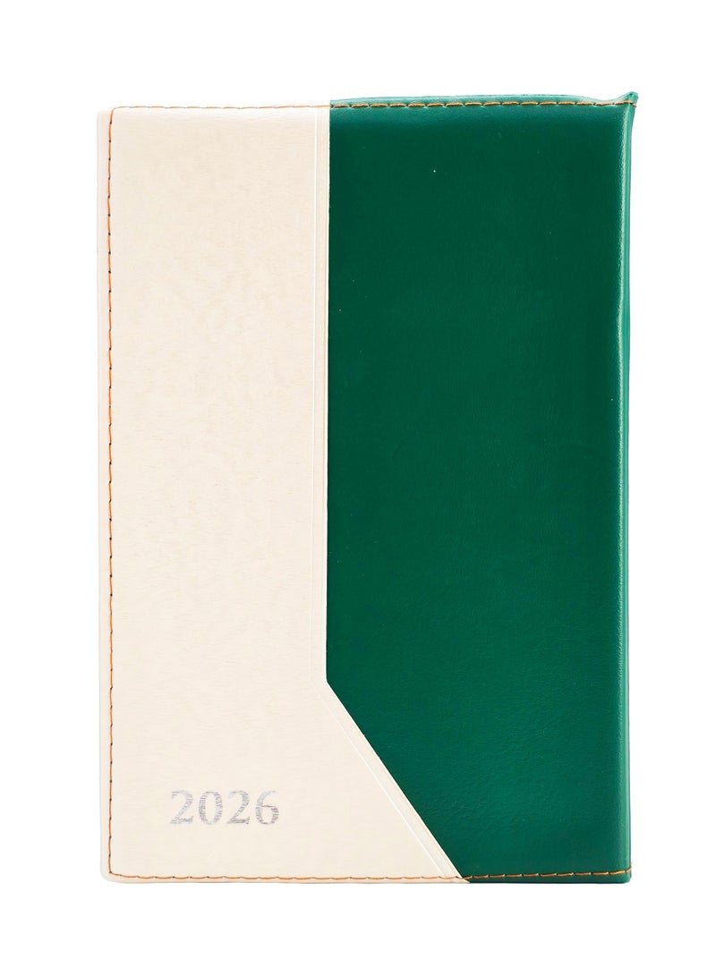 Emerald Duo Diary 2026, A5 Daily Planner, Stylish Plastic Cover - Green - Image 1