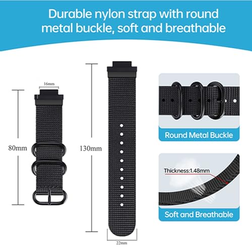 Demupai 22mm Width Replacement Wrist Band Nylon Strap Bracelet Compatible with GA-2100/GA-2110/GM-2100 (Black) - Image 2