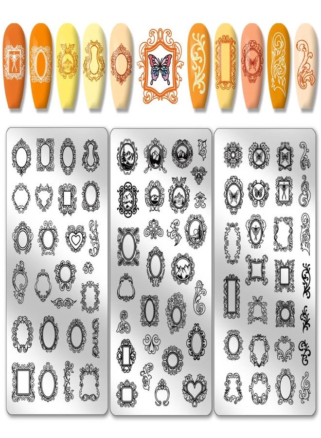 PH PandaHall إطارات صور عتيقة من PH PandaHall 3 قطع، لوحات طباعة أظافر مختلطة، قوالب فن الأظافر المناظر الطبيعية، قوالب صور الأظافر من الفولاذ المقاوم للصدأ لتصميم الأظافر وطباعة صالون المانيكير - Image 1