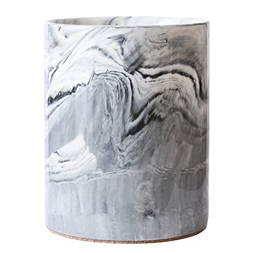 Yundu Porcelain Gray Marble Utensil Crock, Kitchen Utensil Holder for Countertop, 7″ Large Size for Storage,Table-Protection Cork Mat - Image 1