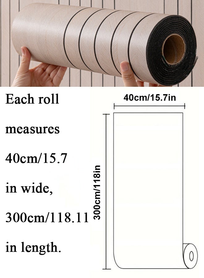 NOAEOU Self-Adhesive Thickened 3D Wallpaper - 40cm x 300cm 1Roll Waterproof PVC Wood Grain Moisture Proof Sound Insulation Wall Panels, Wallpaper Sticker Wallboard for Home Decor, Living Room, Bedroom, TV Background (9-5-BK) - Image 2