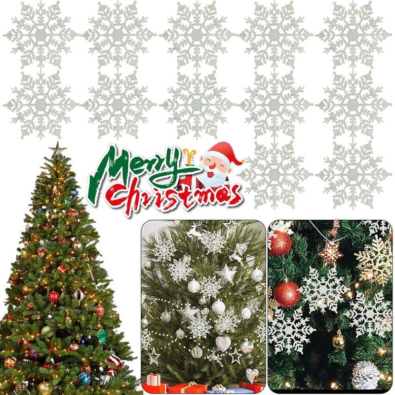 Brown Leaf Pack of 20 Merry Christmas Glitter Snowflake Ornaments for Christmas Xmas Tree Decoration IndoorOutdoor Party Decoration 6 cm - Image 2