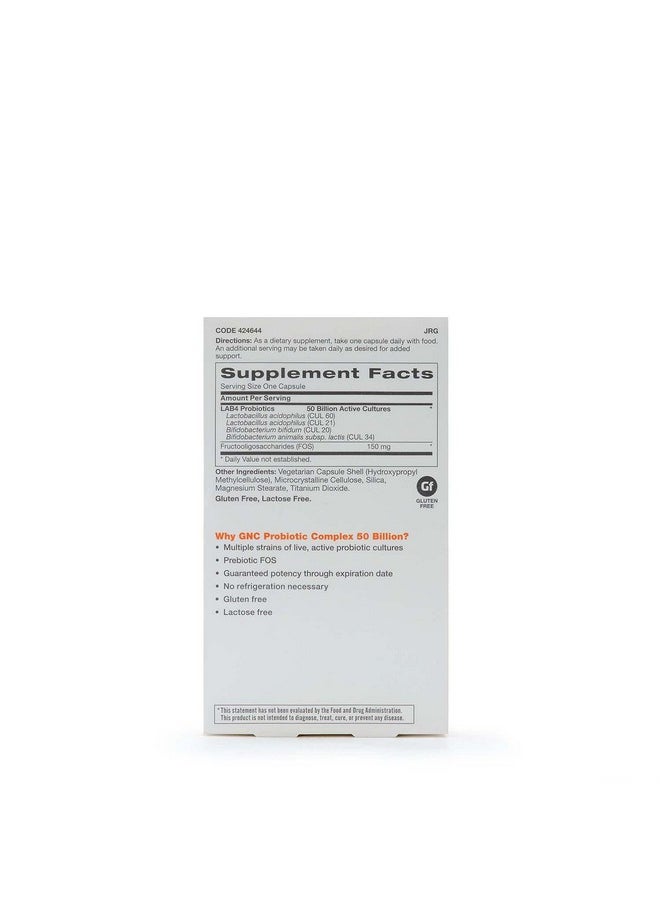GNC - GNC Probiotic Complex Daily Need with 50 Billion CFUs, 60 Capsules, Daily Probiotic Support - Image 1