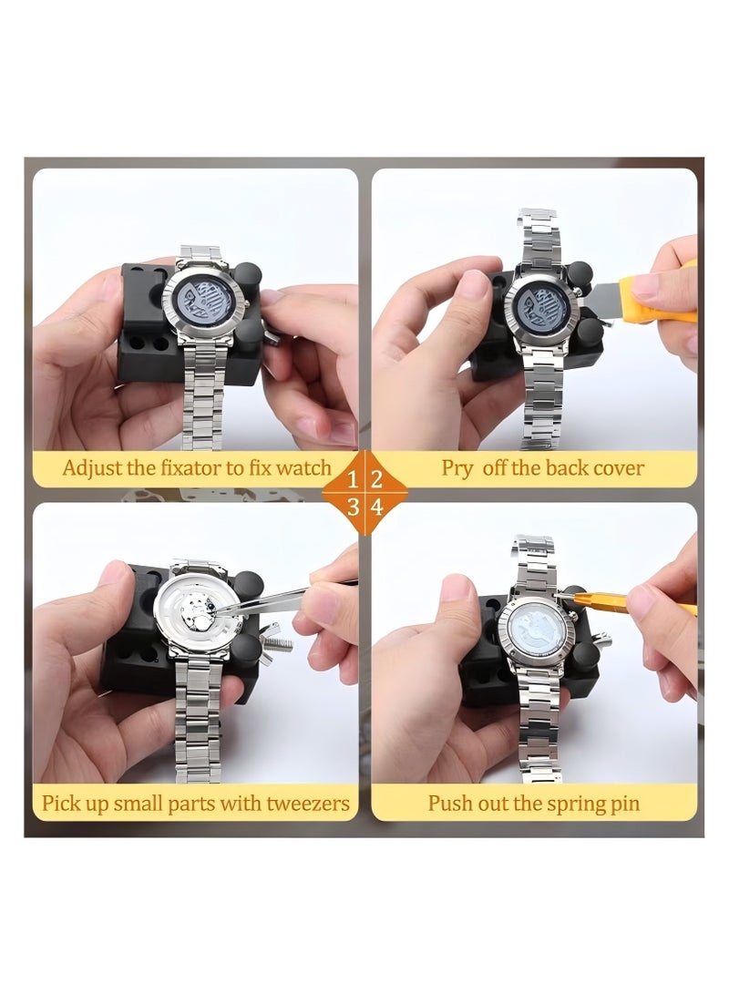YIQUAN Watch Repair Kit, Watch Link Removal Tool, Watch Band Adjustment, Including Watch Back Case Opener, Spring Bar, Operation Manual, Suitable for Battery Replacement and Strap disassemble - Image 3