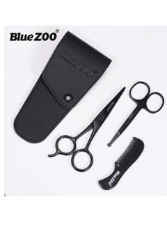 Bluezoo BlueZOO Beard Mustache Scissors and Comb Kit with PU Storage Bag, Rounded Safety Nose Hair Scissor for Men and Women Care Grooming, Ear Trimming Tool, Shears for Personal Grooming, Cutting & Styling  - Image 4