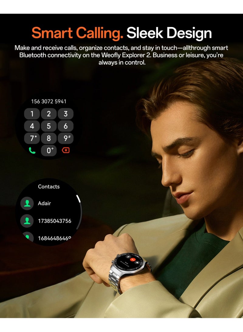 ويوفلاى ساعة إكسبلورر 2 الذكية للرجال والنساء، بشاشة AMOLED مقاس 1.43 بوصة، مزودة بخاصية الاتصال عبر البلوتوث، ومراقبة معدل ضربات القلب، ونسبة الأكسجين في الدم، والنوم، والإجهاد، وأكثر من 178 وضعًا رياضيًا، ومقاومة للماء بمعيار IP68 (لون فضي). - Image 2