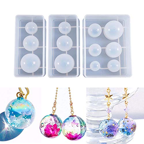 DyAi Silicone Ball Mold, DyAi 3pcs Resin Epoxy Mold, Universe Spheroid Moulds, Orbs Pendant Casting Molds for UV Resin Crafts, DIY Jewelry Making - Image 1