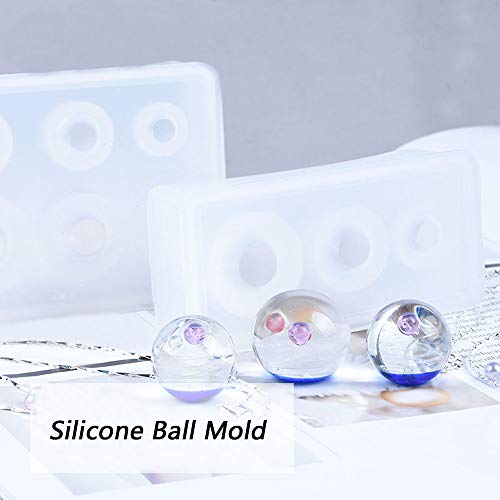 DyAi Silicone Ball Mold, DyAi 3pcs Resin Epoxy Mold, Universe Spheroid Moulds, Orbs Pendant Casting Molds for UV Resin Crafts, DIY Jewelry Making - Image 4