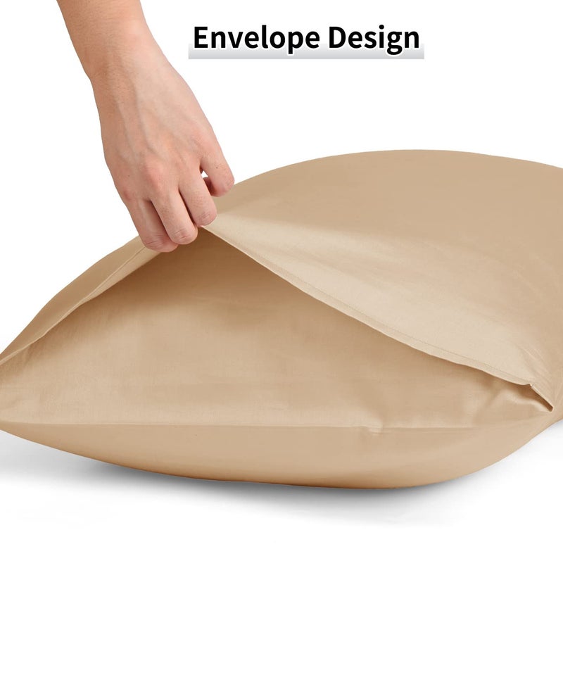Warmstar Cotton Pillow Cases Queen Size Set of 2, 600 Thread Count Pillowcases 20x30 Inches, Soft Long Staple Cotton Pillowcases Breathable with Envelope Closure,Khaki - Image 5