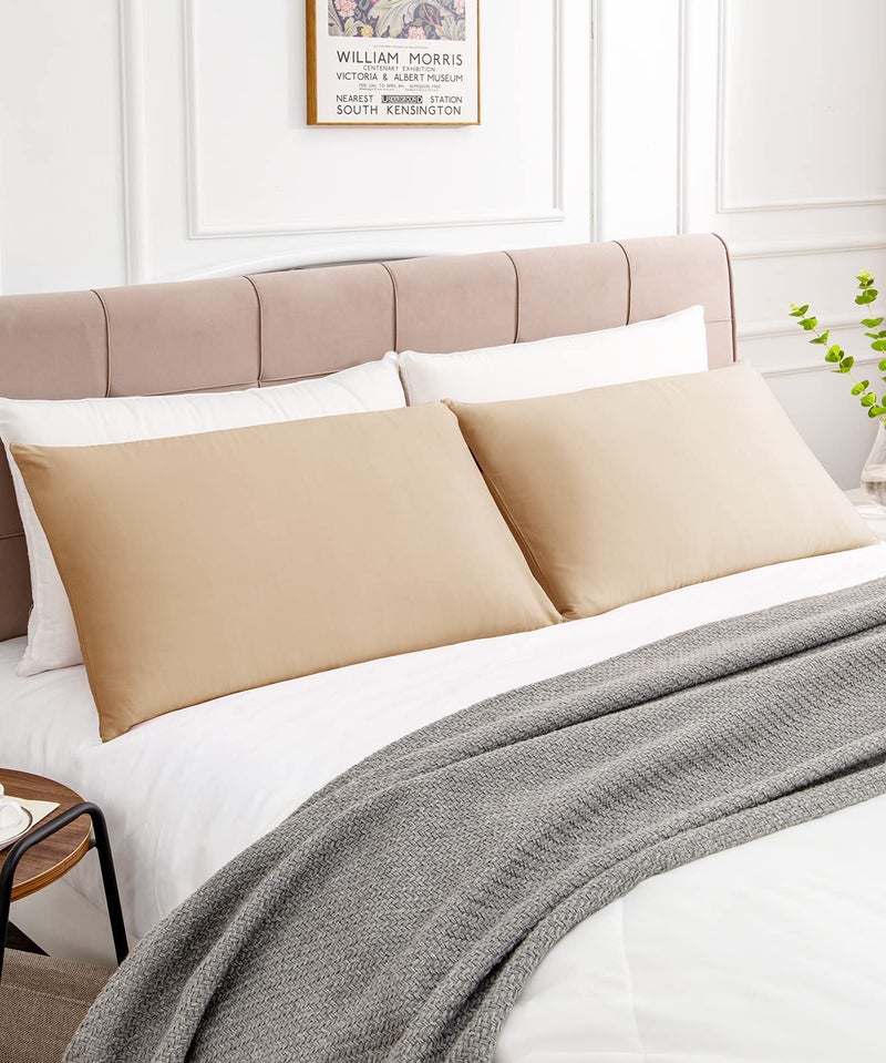 Warmstar Cotton Pillow Cases Queen Size Set of 2, 600 Thread Count Pillowcases 20x30 Inches, Soft Long Staple Cotton Pillowcases Breathable with Envelope Closure,Khaki - Image 2