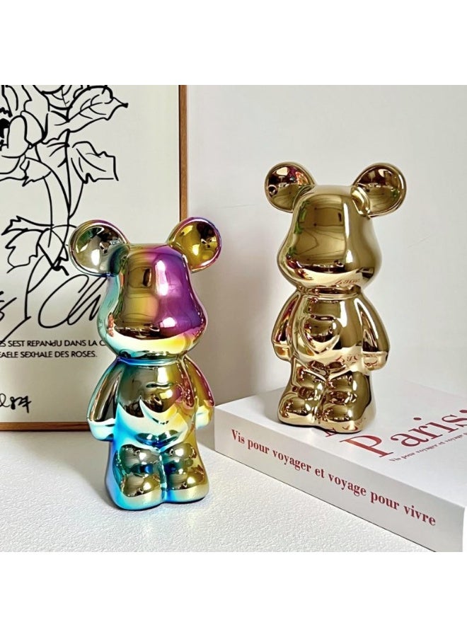 هومستر 4 أجهزة كمبيوتر شخصية الحيوانات منحوتات السيراميك دب تمثال ديكور، الفن تمثال ديكور المنزل للمكتب، غرفة المعيشة، غرفة النوم، رف الكتب، مجلس الوزراء التلفزيوني، سطح المكتب ديكور حديث 18 سم - Image 2