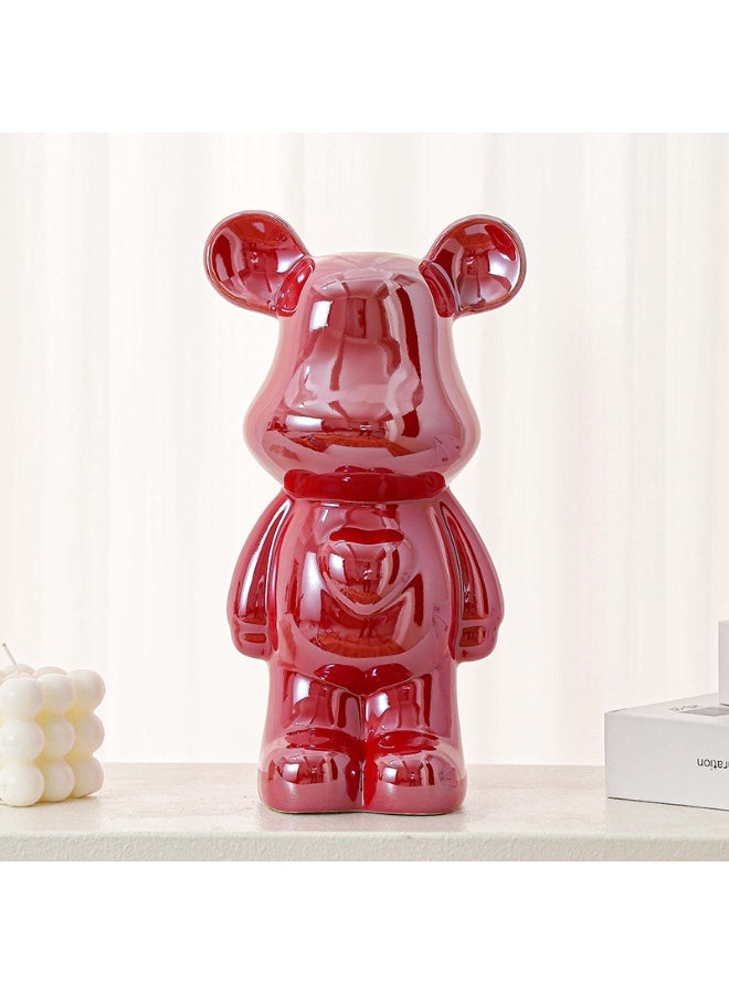 هومستر 4 أجهزة كمبيوتر شخصية الحيوانات منحوتات السيراميك دب تمثال ديكور، الفن تمثال ديكور المنزل للمكتب، غرفة المعيشة، غرفة النوم، رف الكتب، مجلس الوزراء التلفزيوني، سطح المكتب ديكور حديث 18 سم - Image 3