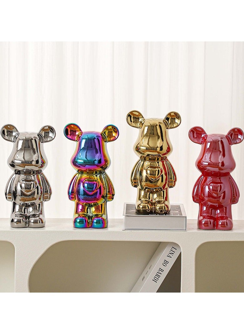 هومستر 4 أجهزة كمبيوتر شخصية الحيوانات منحوتات السيراميك دب تمثال ديكور، الفن تمثال ديكور المنزل للمكتب، غرفة المعيشة، غرفة النوم، رف الكتب، مجلس الوزراء التلفزيوني، سطح المكتب ديكور حديث 18 سم - Image 1