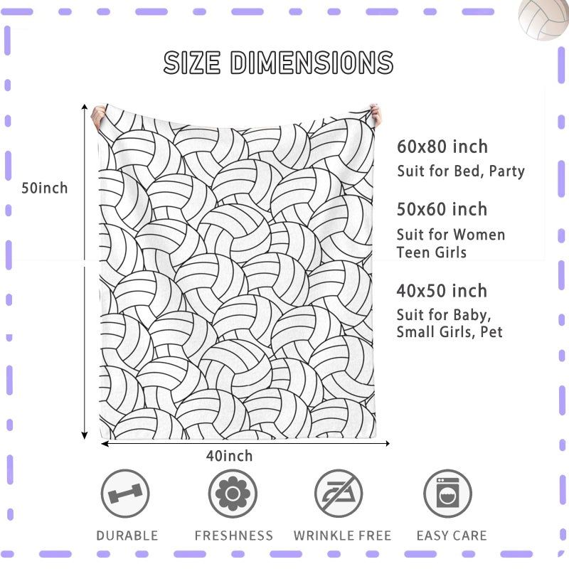 Niopos Volleyball Blanket Volleyball Gifts Girls Teens Boys Coach Team Gifts Senior Night Birthday Christmas Gifts Bedroom Stuff(Light Black and White, 40x50 inch) - Image 2