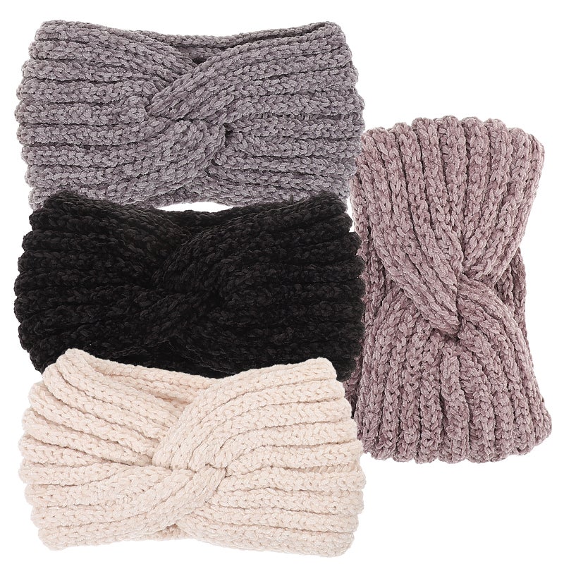 22x12cm 4Pcs Knitted Wool Hair Band Handmade Headbands Ear Caps Headband - Image 1