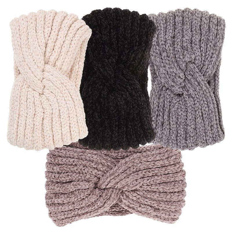 22x12cm 4Pcs Knitted Wool Hair Band Handmade Headbands Ear Caps Headband - Image 5