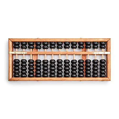 Black long Di fang Digital Standard Abacus-28.5cm-Professional 13-Column Soroban Calculator (Functional and Educational Tool) Vintage-Style Chinese Wooden Abacus. - Image 2