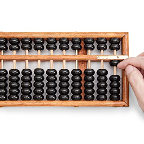 Black long Di fang Digital Standard Abacus-28.5cm-Professional 13-Column Soroban Calculator (Functional and Educational Tool) Vintage-Style Chinese Wooden Abacus. - Image 4