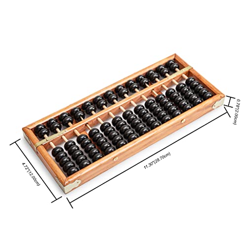 Black long Di fang Digital Standard Abacus-28.5cm-Professional 13-Column Soroban Calculator (Functional and Educational Tool) Vintage-Style Chinese Wooden Abacus. - Image 3