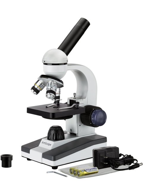 AmScope M150 Series Portable LED Monocular Student Compound Microscope  40X1000X Magnification  Microscope Kit Includes Dust Cover 2 Clips  2 Eyepieces