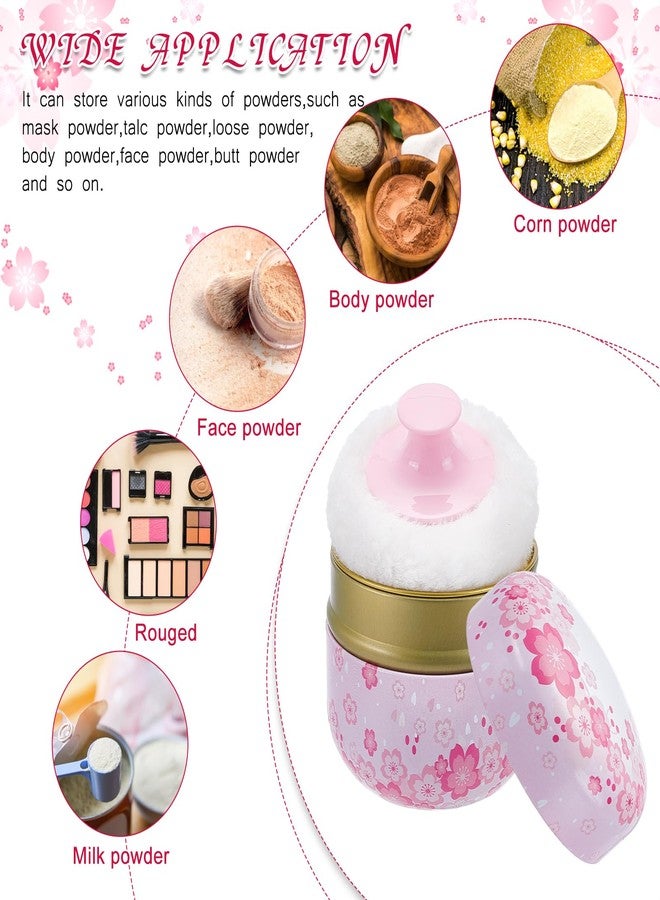 NICENEEDED 2 PCS Body Powder Puff and Container, Floral Pattern Travel Container with Power Puffs Loose Dusting Powder Box, Body Tin for Dressing Table Bathroom Bedroom - Image 4
