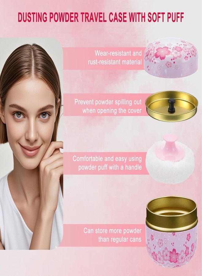 NICENEEDED 2 PCS Body Powder Puff and Container, Floral Pattern Travel Container with Power Puffs Loose Dusting Powder Box, Body Tin for Dressing Table Bathroom Bedroom - Image 3