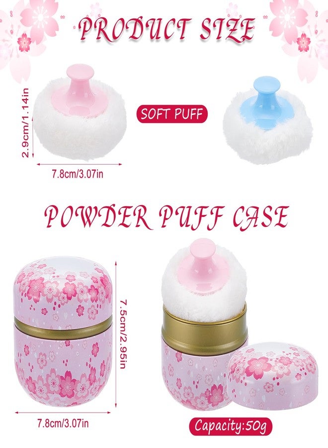 NICENEEDED 2 PCS Body Powder Puff and Container, Floral Pattern Travel Container with Power Puffs Loose Dusting Powder Box, Body Tin for Dressing Table Bathroom Bedroom - Image 2