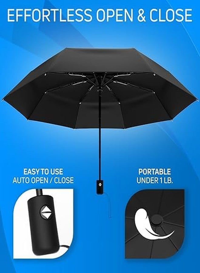 COZIESS UV protection Umbrella Automatic open close for rain and sun protection 3 fold umbrella for men women kids boys girls big size large three fold stylish folding under windproof travel (BLACK COLOR) - Image 2