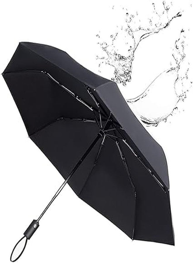 COZIESS UV protection Umbrella Automatic open close for rain and sun protection 3 fold umbrella for men women kids boys girls big size large three fold stylish folding under windproof travel (BLACK COLOR) - Image 1