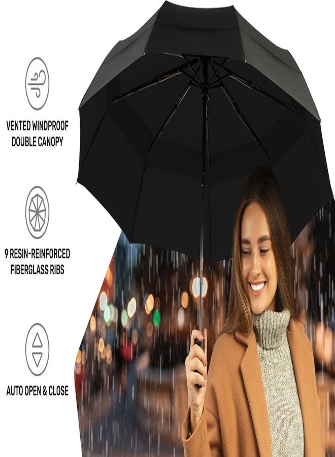 COZIESS UV protection Umbrella Automatic open close for rain and sun protection 3 fold umbrella for men women kids boys girls big size large three fold stylish folding under windproof travel (BLACK COLOR) - Image 5
